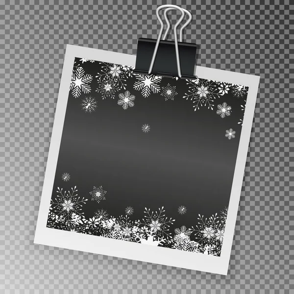 Рождественская Площадь Фото Рамка Снегом Тенью Прозрачном Фоне Фотографируйте Пустой — стоковый вектор