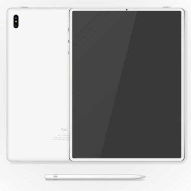 Tablet mockup açık, beyaz arka plan üzerinde geri. hisse senedi vektör çizim eps10