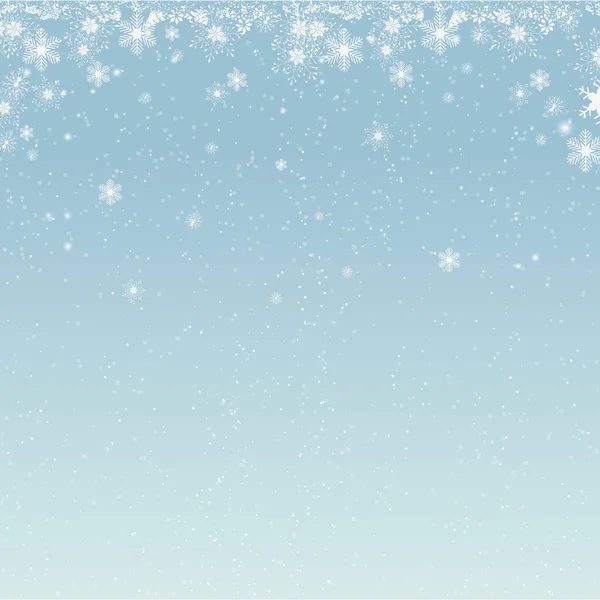Падающий снежный рождественский фон. Тонкие летящие снежинки и звезды на светло-сером фоне. Реальный зимний серебряный снежинка накладывается шаблон. Блестящая векторная иллюстрация . — стоковый вектор