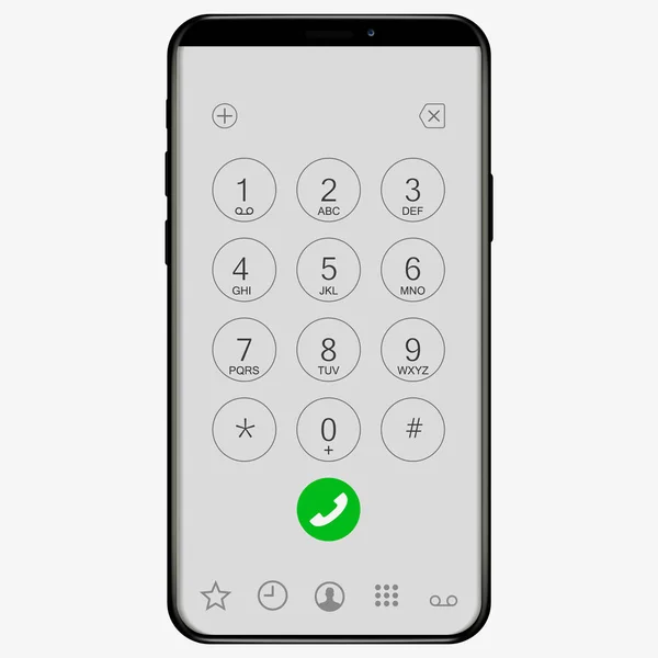 数字と文字の携帯電話のキーパッド Ios ユーザー インターフェイスのスマート フォンのためのキーパッドです タッチ スクリーン デバイスのキーボード テンプレート ベクトル — ストックベクタ