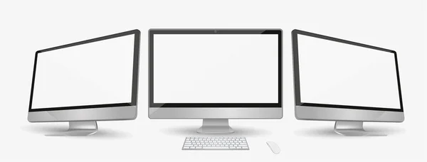 Computer Display Met Twee Hoeken Geïsoleerd Witte Eps10 Vector — Stockvector