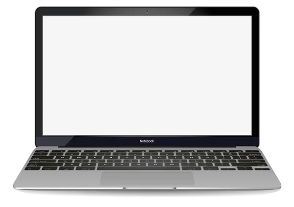 Attrappe Mit Leerem Bildschirm Frontansicht Offener Laptop Mit Leerem Bildschirm — Stockvektor