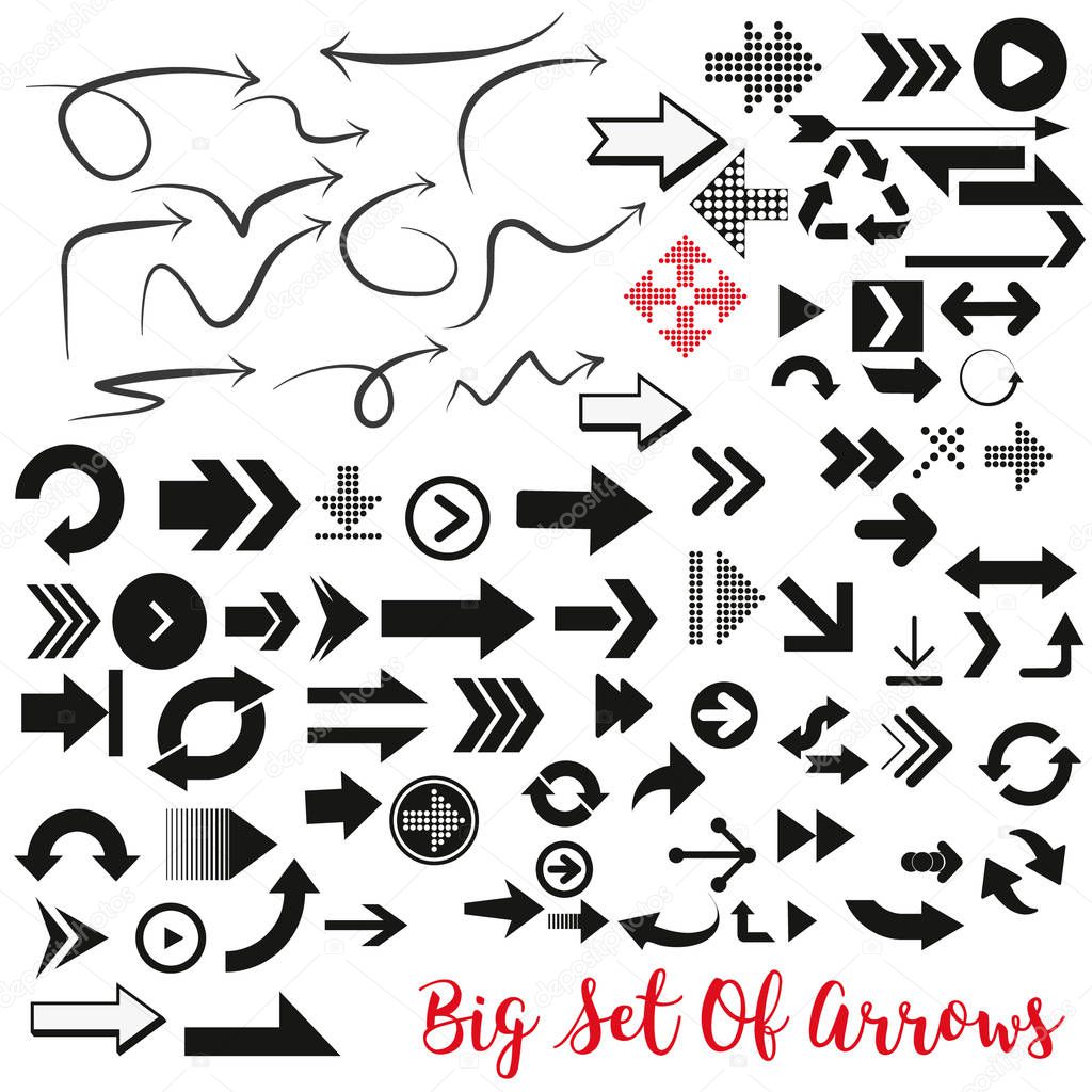 Arrows vector collection with elegant style and black color. arow icons set.