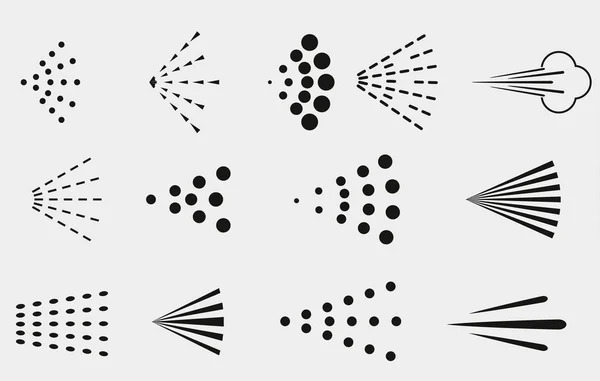 喷雾的图标集 简单的黑液喷云符号 免版税图库矢量图片