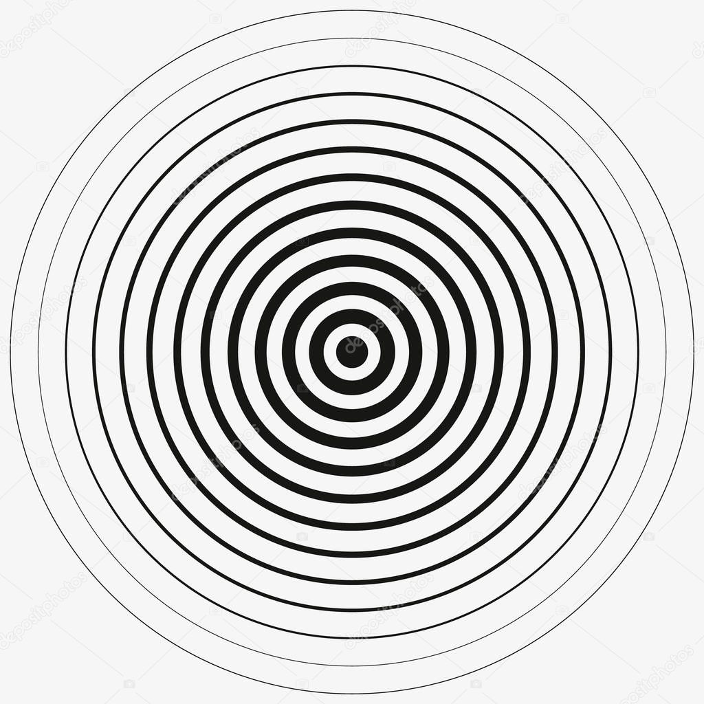Red Rings sound wave and line in a circle. Tap symbol. Radio signal background. Vector template illustration abstract speed