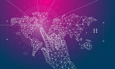 Touch the future. Innovations systems and intellectual technologies in big data. Abstract illustration in programming structure. 