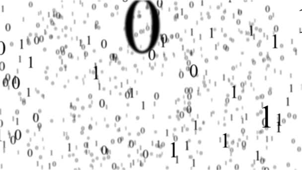 Binární Kód Kyberprostoru Černou Nulu Jedničku Bílém Pozadí Animované Matice — Stock video