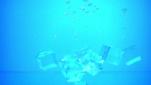 Ice Cubes Fall Water Ice Underwater Frozen Water Form Cube — Stock Video