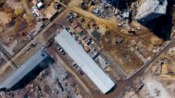 Drone Létá Přes Staveniště Nedaleko Moskvy Stavební Jeřáby Průmyslové Zóně — Stock video