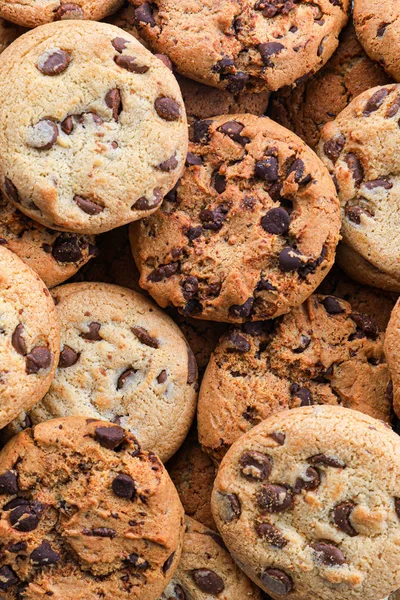 Cookies with chocolate closeup. Homemade cookies. A mountain of Royalty Free Stock Photos