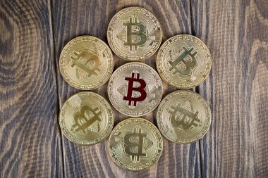 Kripto para birimi Bitcoin sikkesi. Altın sikke.