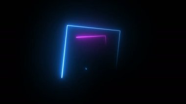 Neon kare şekilli ışıklar 4k Mavi arkaplan döngüsü