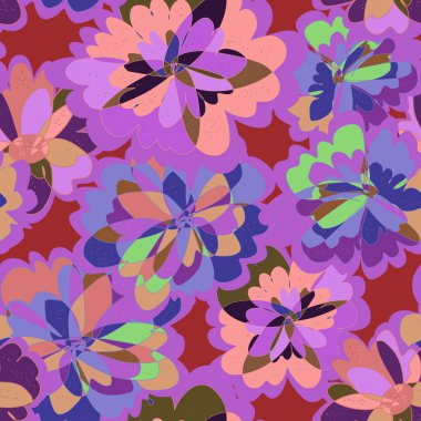 Soyut fantezi sanrısal çiçek vektörü, kusursuz desenli duvar kağıdı arka planı