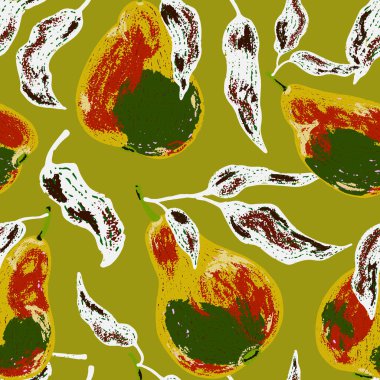 Şekillendirilmiş armutlar ve akan yapraklardan oluşan kusursuz bir desen. Sanatsal doku ve kalın şekiller onu tekstil, ambalaj, mutfak dekorasyonu ve mevsimsel tasarım projeleri için harika kılıyor..