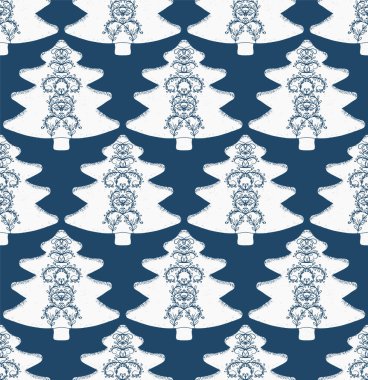 Çizgili ve kırsal tarzda biçimlendirilmiş Noel ağaçlarıyla kusursuz bir desen. El yapımı, nakış işlemeli tasarım. Tatil dekorasyonu, tekstil ve kış temalı projeler için mükemmel..