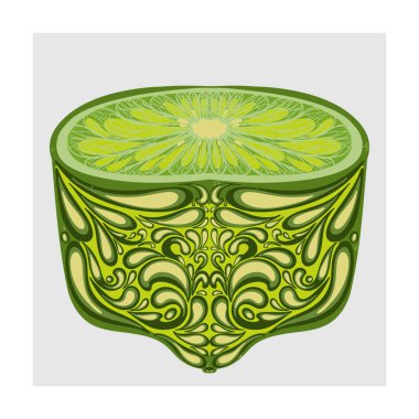 Karmaşık desenli bir kireç kesiminin biçimlendirilmiş vektör çizimi. Doğadan esinlenilmiş dekoratif soyut bir tasarım..