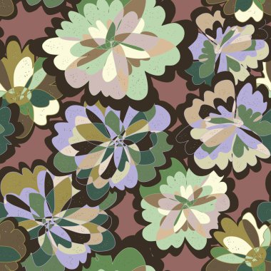 Soyut fantezi sanrısal çiçek vektörü, kusursuz desenli duvar kağıdı arka planı