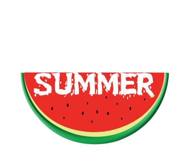 Yaz yazı ve karpuz, yaz kart tasarımı.