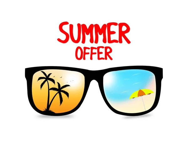Πώληση Καλοκαίρι Προσφέρουν Πανό Δροσερό Γυαλιά Ηλίου Λευκό Φόντο — Φωτογραφία Αρχείου
