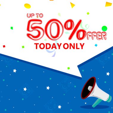 Satış Banner tasarımı ile %50 off sunuyoruz. Bugün sadece bir gün teklif