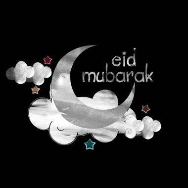 Bulutlar ile güzel ay arka plan Müslüman topluluk Festivali Eid Mubarak kutlamaları.