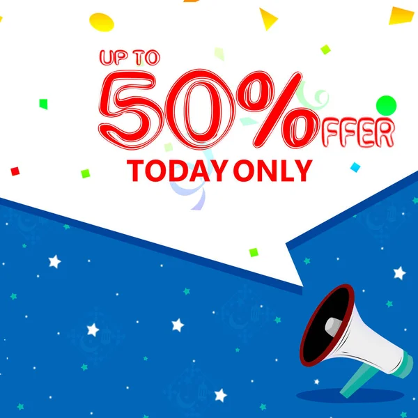 Sale Banner Design with 50% off offer. today only, one day offer