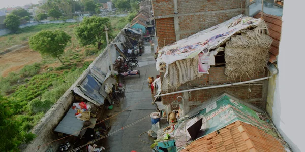 Sloppenwijk Gebied Arme Mensen Die India Sloppenwijk Gebied Sloppenwijk Mensen — Stockfoto