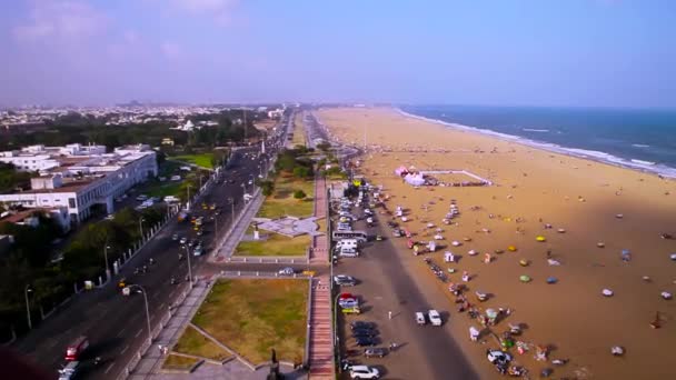 Vista Aérea Playa Del Puerto Deportivo Chennai Faro — Vídeos de Stock