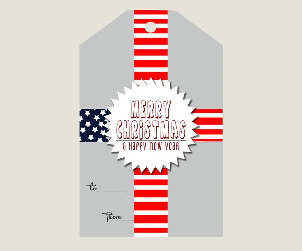 American Flag Merry Christmas Gift Tags Illustration Designs — Stock Photo, Image