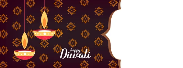 Boldog Diwali Szociális Média Promóciós Bannert Világító Olaj Lámpa — Stock Fotó