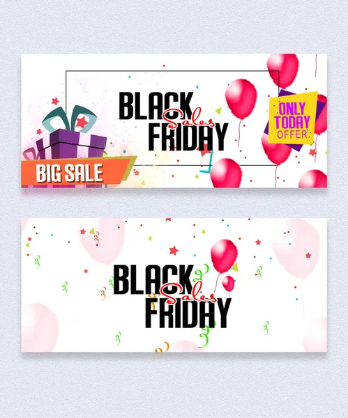 Black Friday Sale Posters Confetti Serpentine Typographic Design Realistic Glossy — Stock Photo, Image