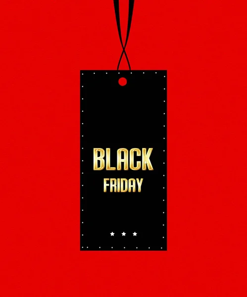 Black Friday Gold Lettering Banner Sale Tag — Stock Photo, Image