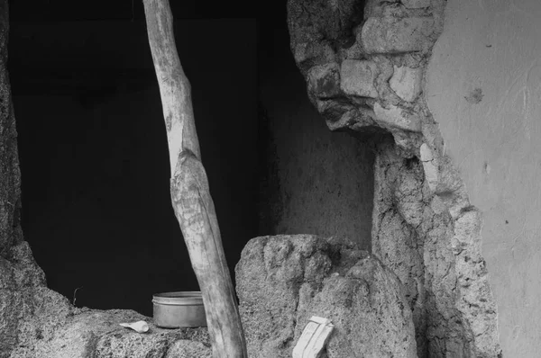 Uma Casa Construção Abandonada Incompleta Quebrada Casa Lama Aldeia Indiana — Fotografia de Stock