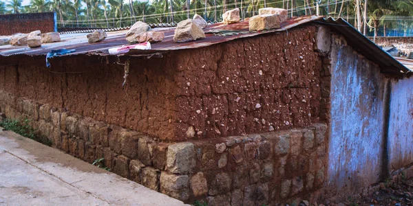 Poor indian village houses. old natural house