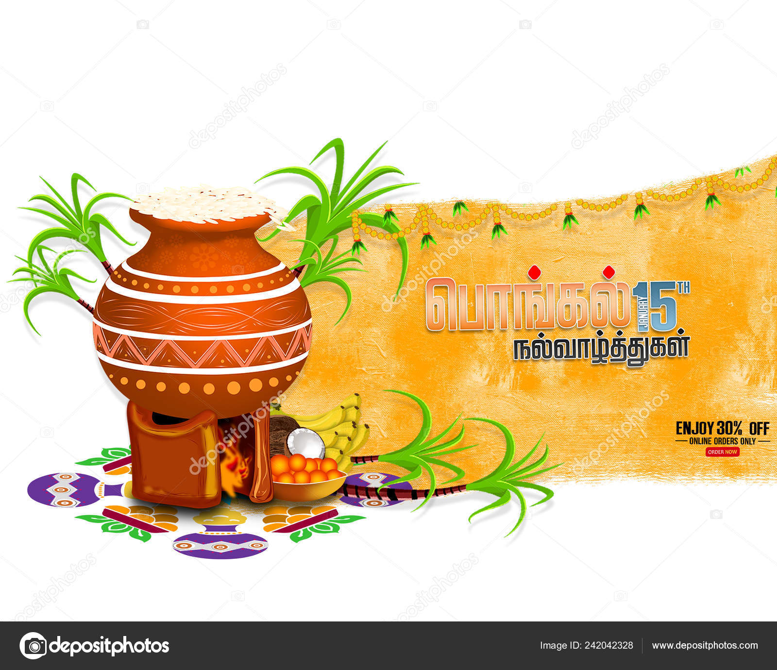 Illustration Happy Pongalo Pongal Greeting Card Background Happy Pongal  Translate Stock Photo by ©avpk 242042328