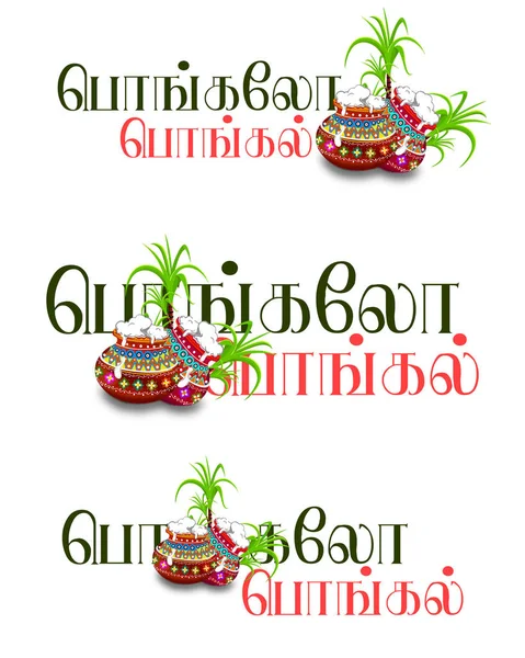 Ilustración Del Fondo Tarjeta Felicitación Happy Pongal Feliz Pongal Traducir —  Fotos de Stock