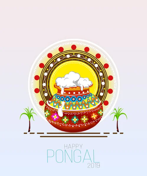 Mutlu Pongal Tatil Hasat Festivali Tamil Nadu Güney Hindistan Çizimi — Stok fotoğraf