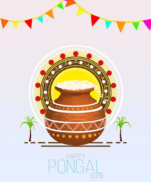 Happy Pongal religious festival of South India celebration background.