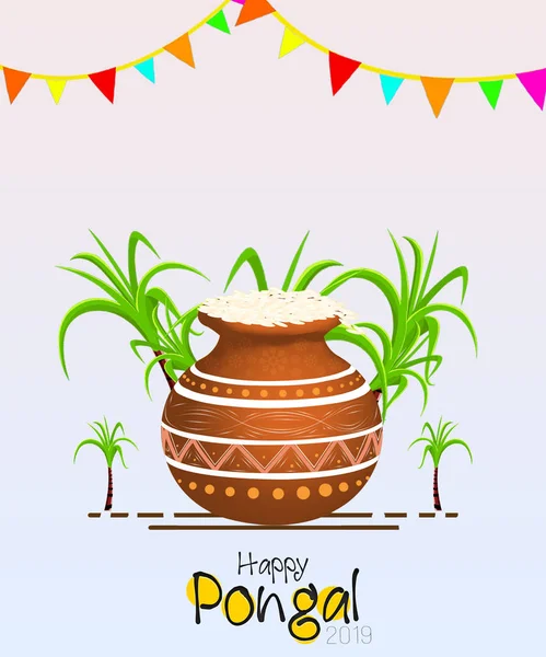 Illust Feliz Pongal Holiday Harvest Festival Tamil Nadu Sul Índia — Fotografia de Stock