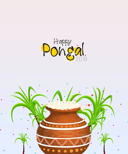 Ilustrasi Happy Pongal Holiday Harvest Festival Tamil Nadu South India — Stok Foto