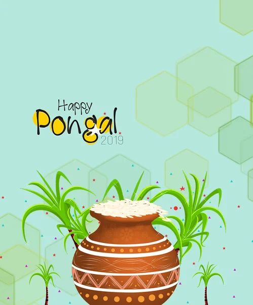 Ilustrasi Happy Pongal Holiday Harvest Festival Tamil Nadu Latar Belakang — Stok Foto