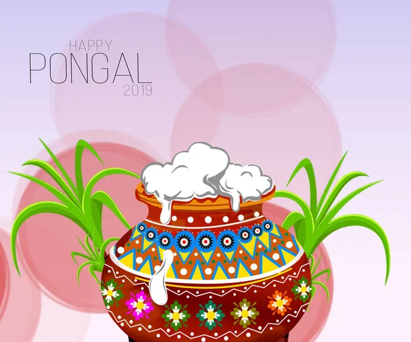 Glücklich Pongal Religiösen Feiertag Hintergrund Für Erntedankfest Von Indien — Stockfoto