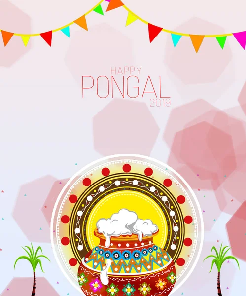 Южноиндийский Фестиваль Pongal Фоновый Дизайн Иллюстрация Pongal Фестиваль Фон Элементы — стоковое фото