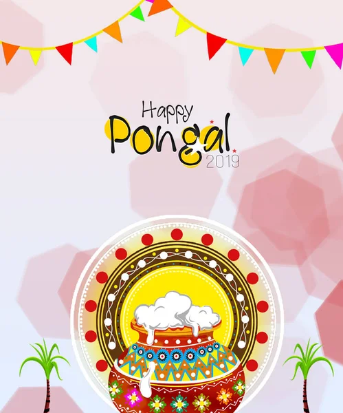 South Indian Harvest Festival Happy Pongal Celebrations Banner Poster Design — Stock Photo, Image