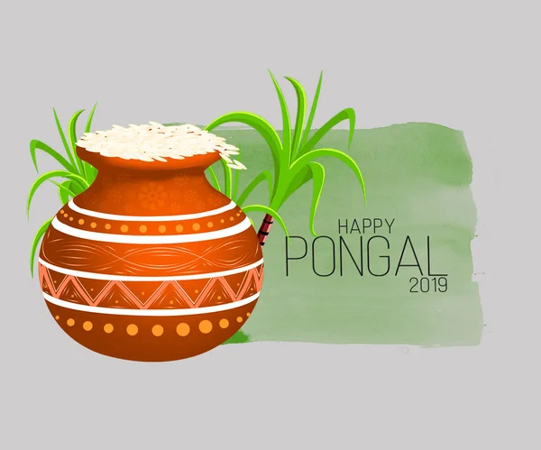 Illustration Von Fröhlichen Pongal Gruß Hintergrund Weißer Hintergrund — Stockfoto