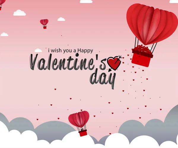 Illustration Love Valentine Day Hot Air Balloon Flying Grass Heart — Stock Photo, Image