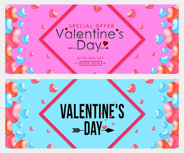 Template Design Banner Valentine Day Special Offer Background — Stock Photo, Image