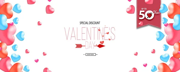 Happy Valentine Day Sale Banner Mega Sale Discount Offer — Stock Photo, Image