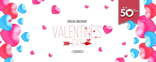 Creative Website Header Banner Mega Sale Discount Offer Happy Valentine — Stock Photo, Image