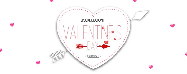 Illustratie Van Valentijnsdag Promotie Van Sjabloon Voor Spandoek Met Hart — Stockfoto
